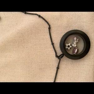 Origami Owl Black Necklace with Charms